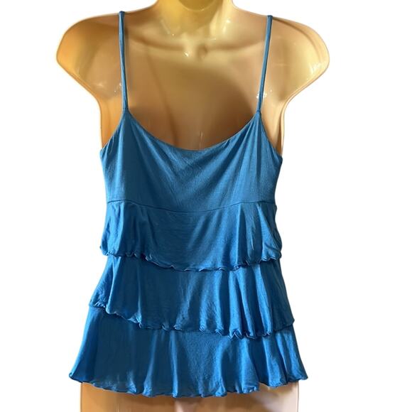 INC International Concepts Blue Tiered Knit Top with Spaghetti Straps Y2K - Picture 4 of 10